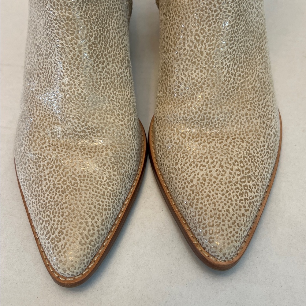 MATISSE CATY WOMEN’S CREAM LEATHER POINTY TOE ANIMAL PRINT ANKLE BOOTS SIZE 7 - Picture 5 of 16